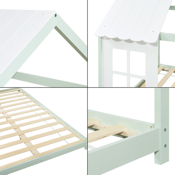 Kinderbed Tostedt huisbed met bedbodem en matras [en.casa] [neu.haus]