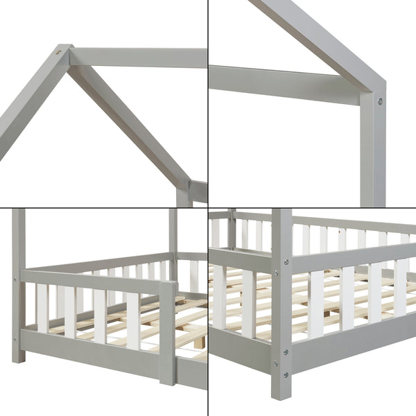 Kinderbed Sisimiut met uitvalbeveiliging bedbodem en matras [en.casa]