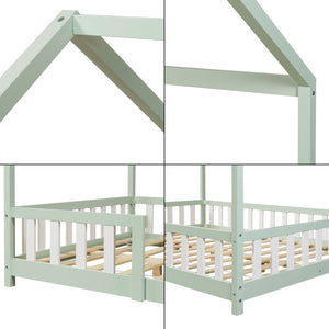 Kinderbed Sisimiut met uitvalbeveiliging bedbodem en matras [en.casa]