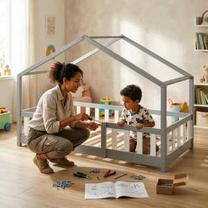 Kinderbed Treviolo met uitvalbeveiliging en matras [en.casa]
