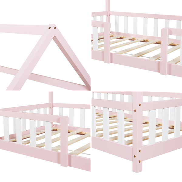 Kinderbed Sisimiut met uitvalbeveiliging bedbodem en matras [en.casa]