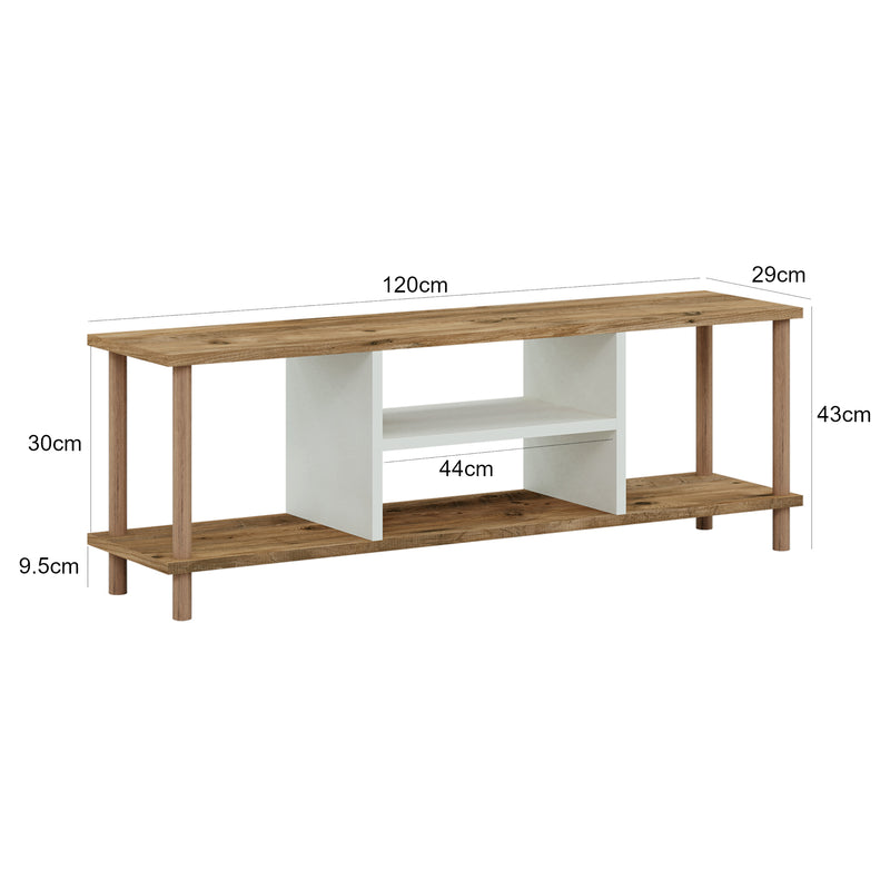 Maatschets [en.casa] TV meubel Ærøskøbing 120x29x43 cm wit - 4 varianten