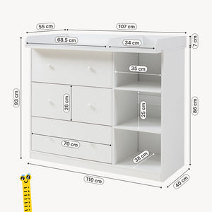 Luiercommode Beldinupp 3 lades en 3 open vakken [en.casa]
