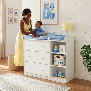 Luiercommode Beldinupp 3 lades en 3 open vakken [en.casa]