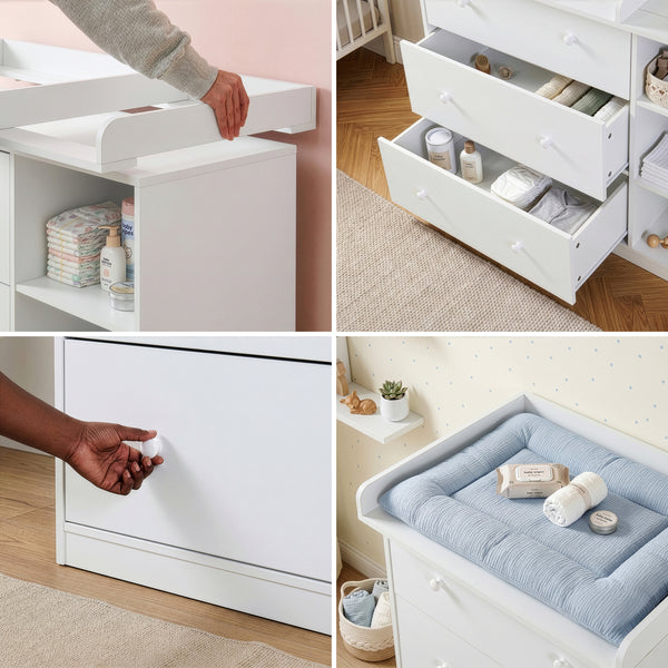 Luiercommode Beldinupp 3 lades en 3 open vakken [en.casa]