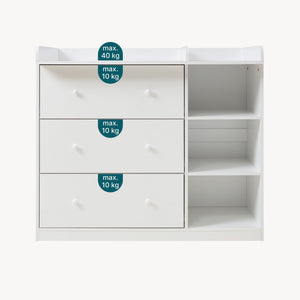 Luiercommode Beldinupp 3 lades en 3 open vakken [en.casa]