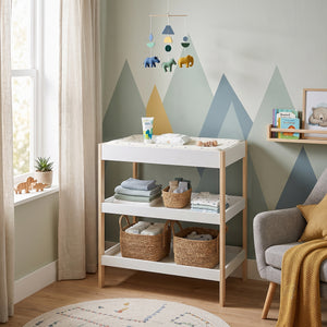Wickeltisch Oupilu met 2 planken 91x82x53 cm Wit [en.casa]