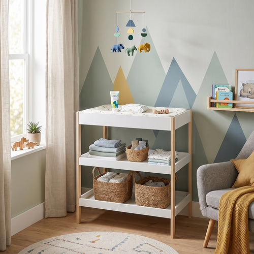 Wickeltisch Oupilu met 2 planken 91x82x53 cm Wit [en.casa]