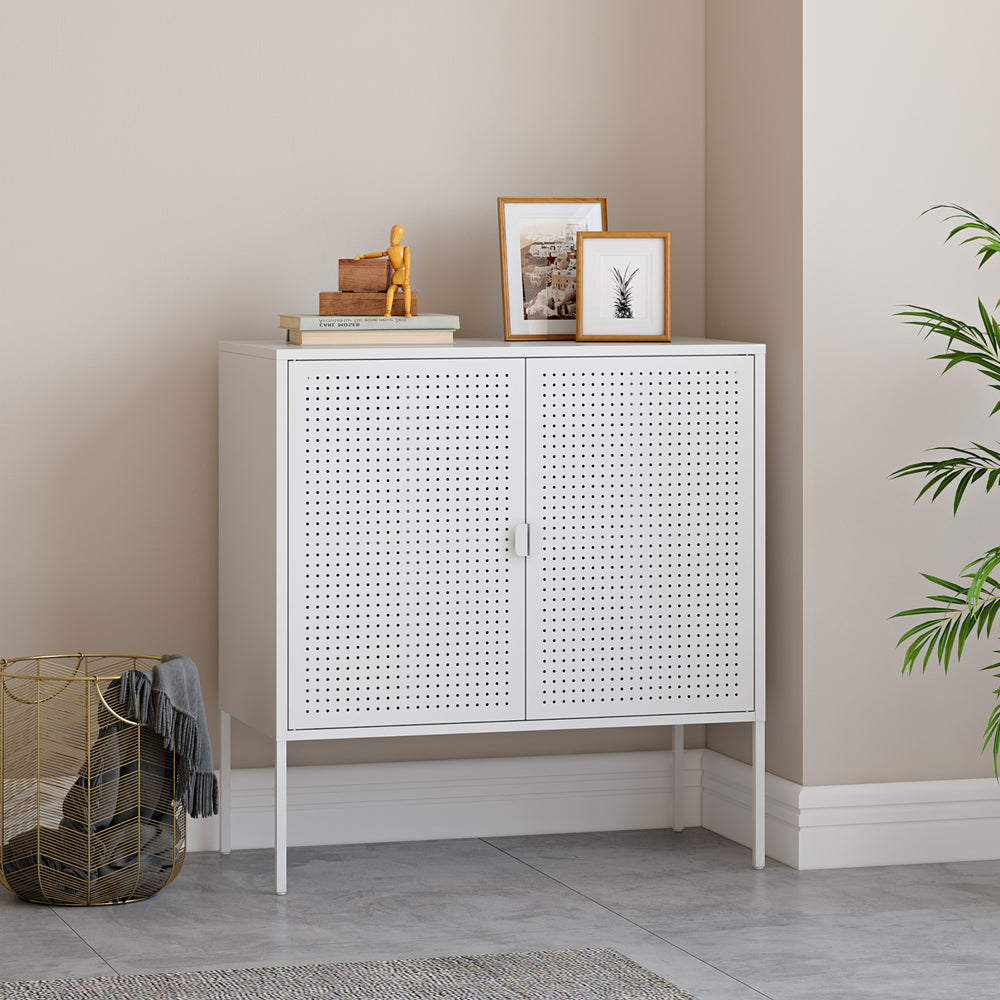 Sideboard Castelli 82,5 x 80 x 40 cm Wit Staal [en.casa] - premiumXL