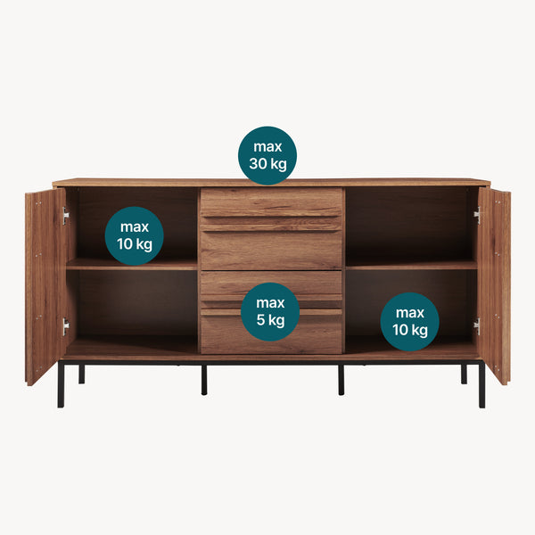 Sideboard Kilmandar 150x40x79 cm walnootlook [en.casa]