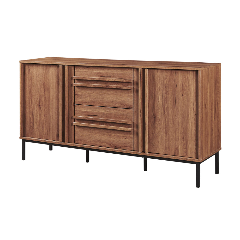 Commode Kilmandar 150x40x79 cm walnootkleurig en zwart [en.casa]