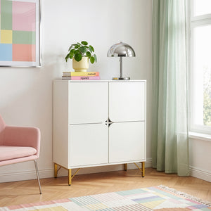 Sideboard Reyri 90x80x35 cm Wit/Goudkleurig [en.casa]