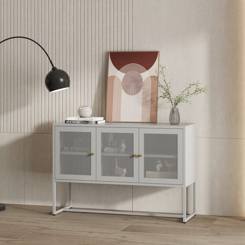 Sideboard Sund met 3 deuren Staal Grijs [en.casa] - premiumXL