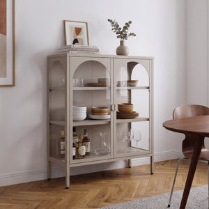Dressoir Klippestad vitrinekast 95x80x35 cm camel [en.casa]