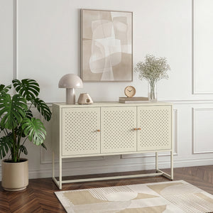 Dressoir Viitasaari commode met 3 deuren 120x40x80 cm crèmewit [en.casa]