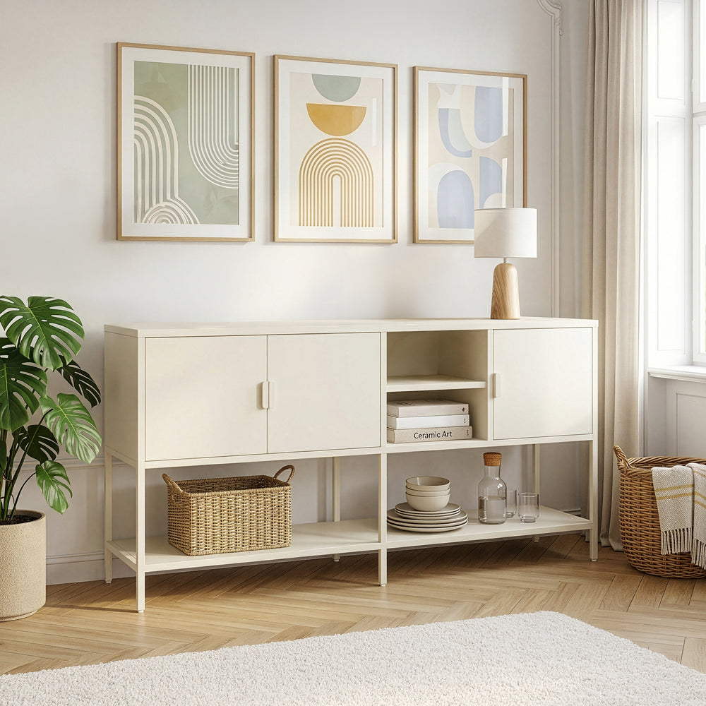 Dressoir Kliri 160x40x80 cm crèmewit [en.casa] 