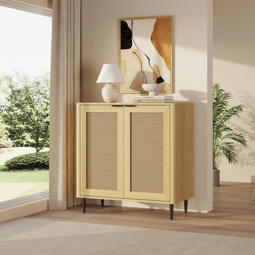 Commode Lukhomso 83x80x40 cm eikenkleurig en zwart [en.casa]