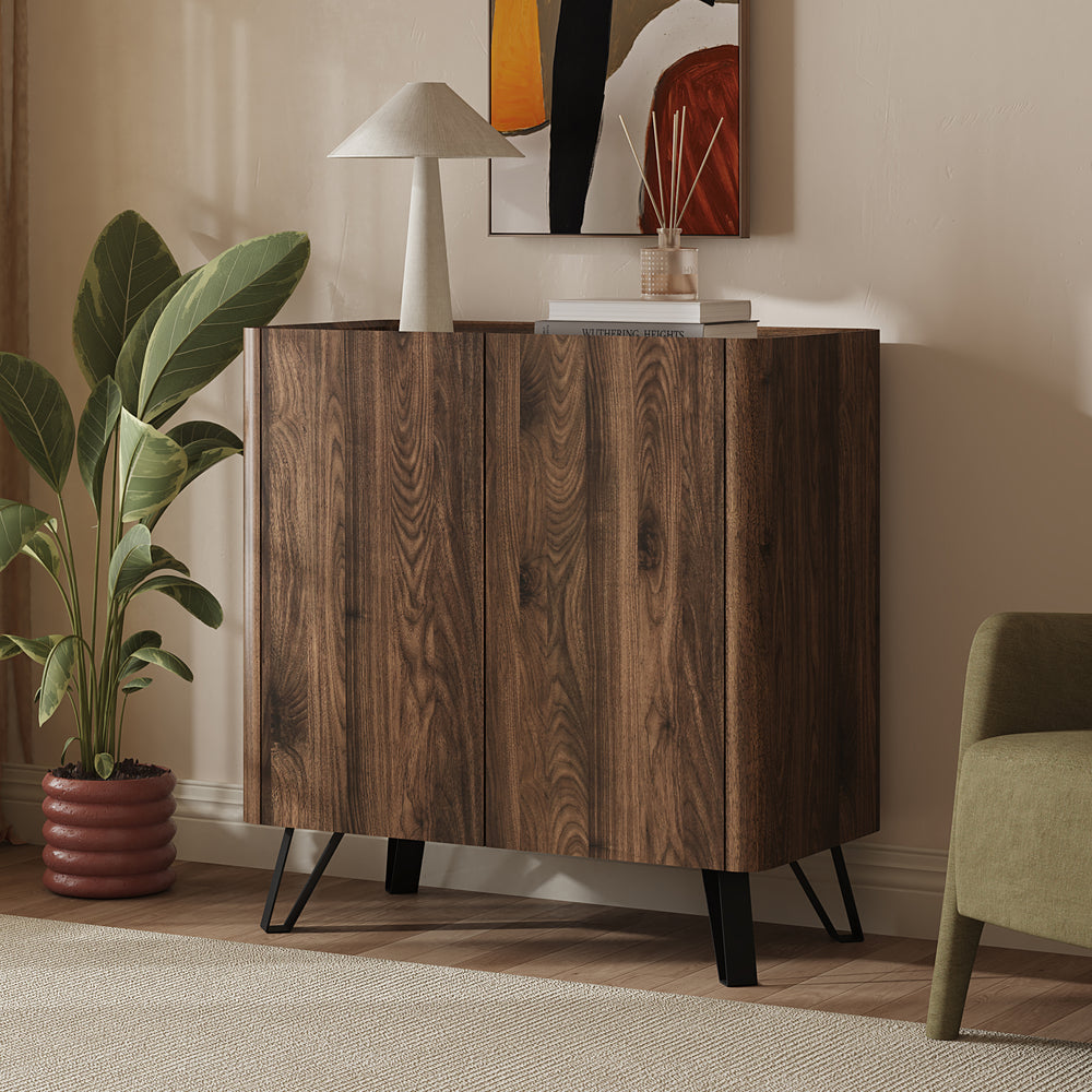 Kast Trorlon 83x80x40 cm Notenoptiek/Travertijn [en.casa]