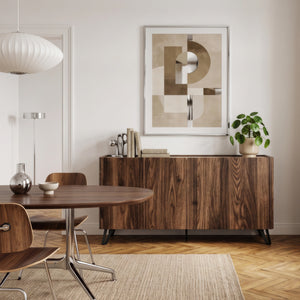 Sideboard Trorlon 160x40x83 cm Notenoptiek/Travertin [en.casa]