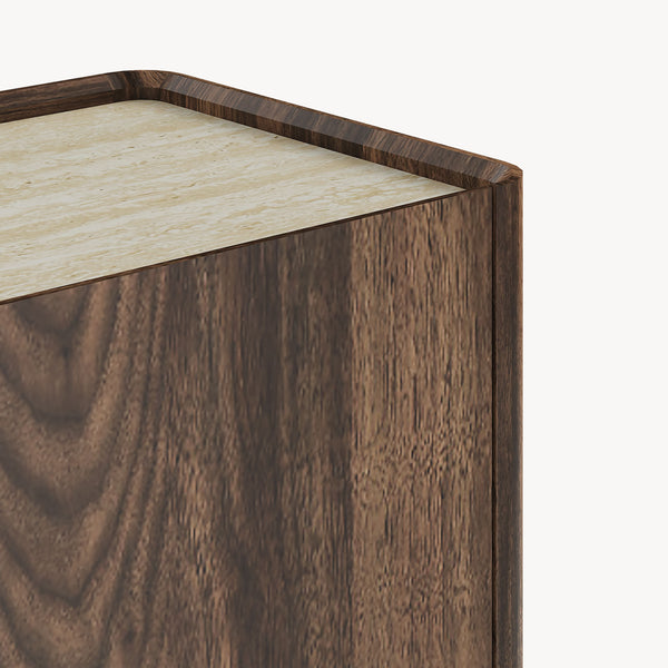 Sideboard Trorlon 160x40x83 cm Notenoptiek/Travertin [en.casa]