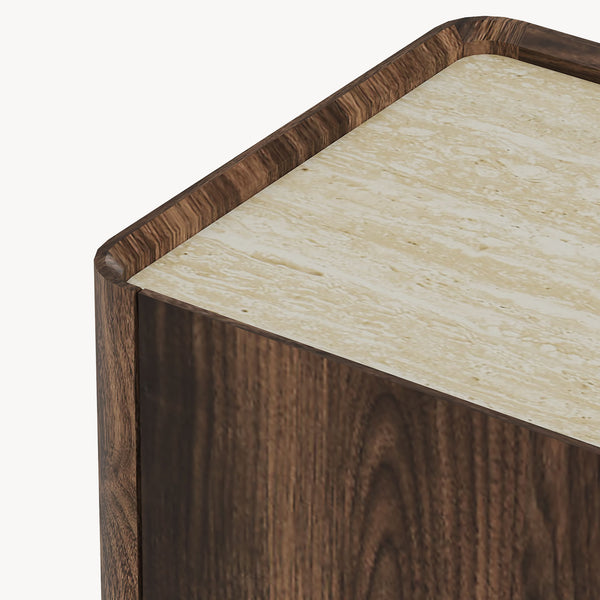 Sideboard Trorlon 160x40x83 cm Notenoptiek/Travertin [en.casa]