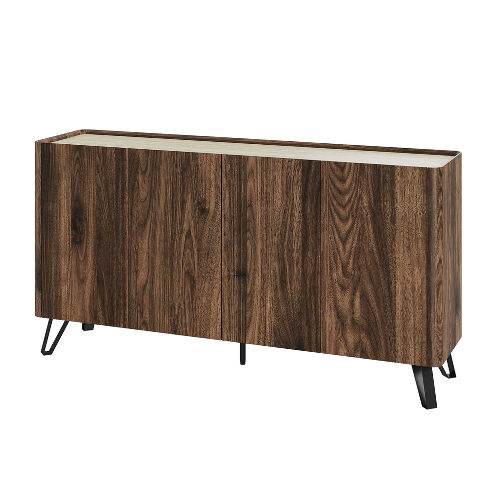 Sideboard Trorlon 160x40x83 cm Notenoptiek/Travertin [en.casa]