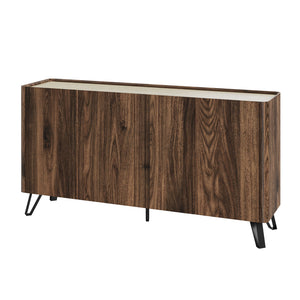 Sideboard Trorlon 160x40x83 cm Notenoptiek/Travertin [en.casa]
