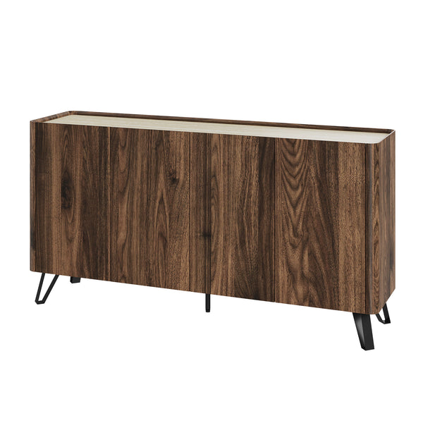 Sideboard Trorlon 160x40x83 cm Notenoptiek/Travertin [en.casa]