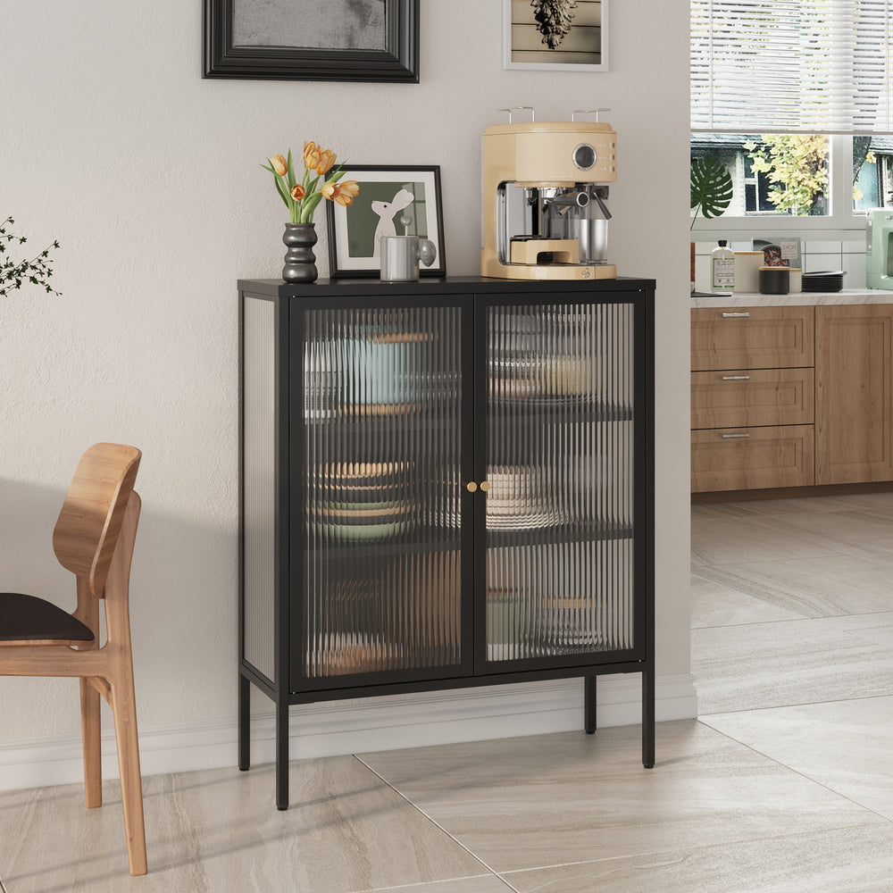 Vitrinekast Susa staal zwart [en.casa]