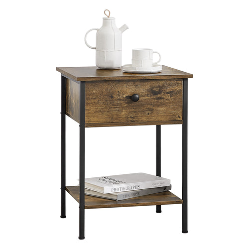 Bijzettafel Fagersta met lade 55x40x40 cm zwart en houtkleurig