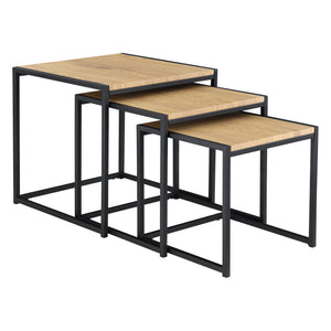 Salontafel Ringsaker set van 3 zwart en eikenkleurig