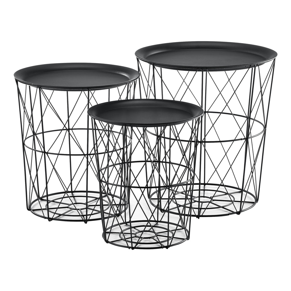 3-delige set metalen mand bijzettafel Worcester en.casa - premiumXL