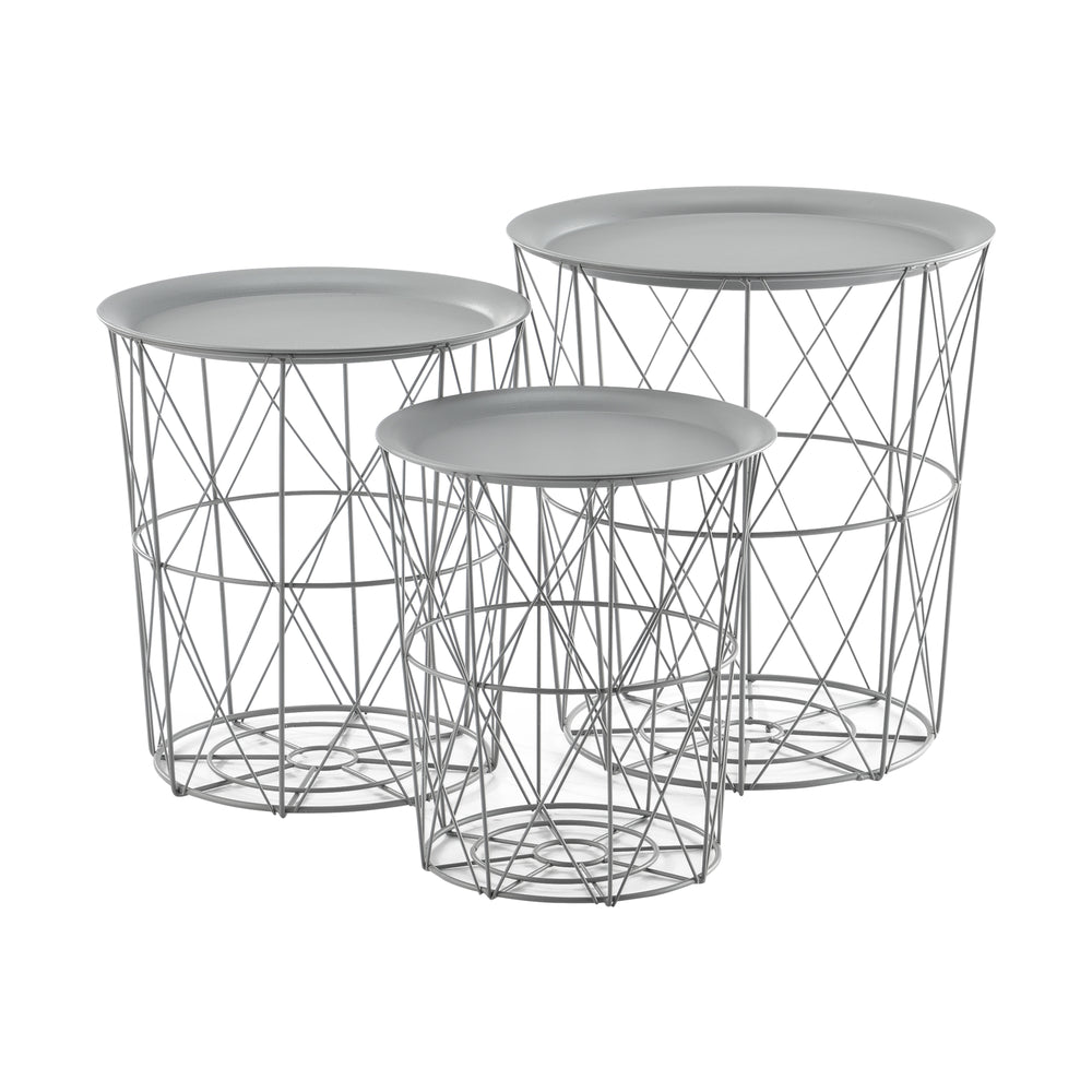 3-delige set metalen mand bijzettafel Worcester en.casa - premiumXL