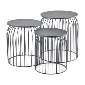 Bijzettafel rond metaal 40x46/35x40/30x36 cm set van 3 - verschillende kleuren