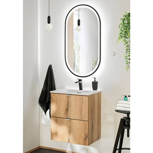 Waschtisch Skelbolu 50x57x39 cm LED - Spiegel Eikenlook [en.casa] - premiumXL