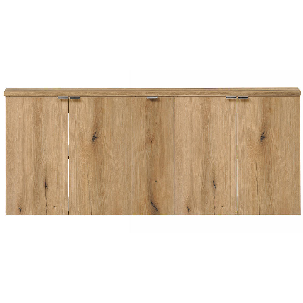 Wastafelonderkast Newport 140x60x40 cm met deuren en lades eikenkleurig [en.casa]