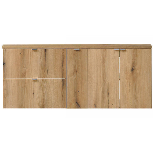 Wastafelonderkast Newport 140x60x40 cm met deuren en lades eikenkleurig [en.casa]