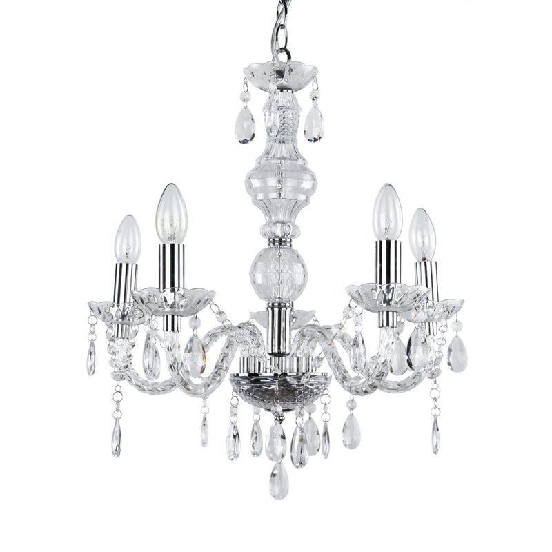 Maatschets Kroonluchter 5-armig Elegance met kristallen 5xE14 chroom