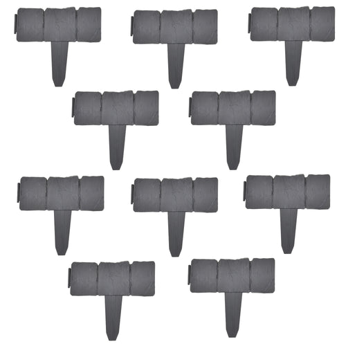 Borderrand palissade kunststof donkergrijs steenlook - verschillende maten