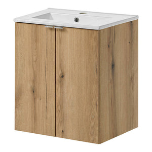 Wastafelonderkast Newport met wastafel eikenkleurig en wit [en.casa]