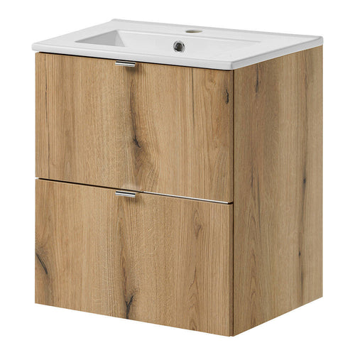 Wastafelonderkast met wastafel Newport eikenkleurig en wit [en.casa]