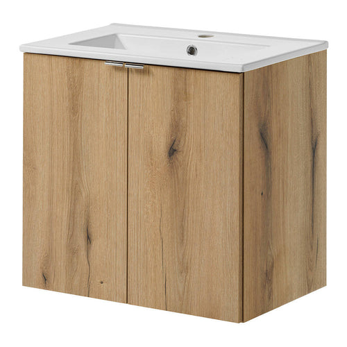 Wastafelonderkast Newport met wastafel eikenkleurig en wit [en.casa]