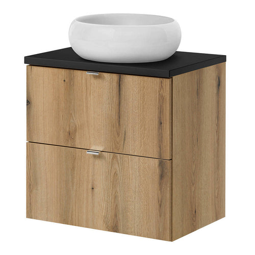 Wastafelonderkast Newport met 2 lades en wastafel 71x60x40 cm [en.casa]