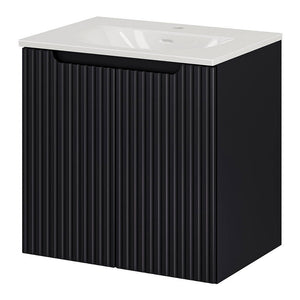 Wastafelonderkast Newport met wastafel zwart en wit [en.casa]