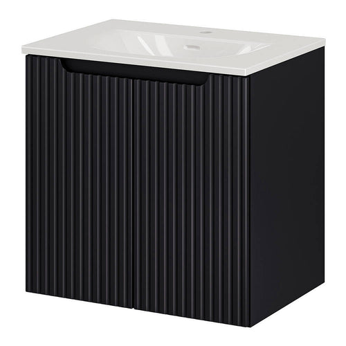 Wastafelonderkast Newport met wastafel zwart en wit [en.casa]