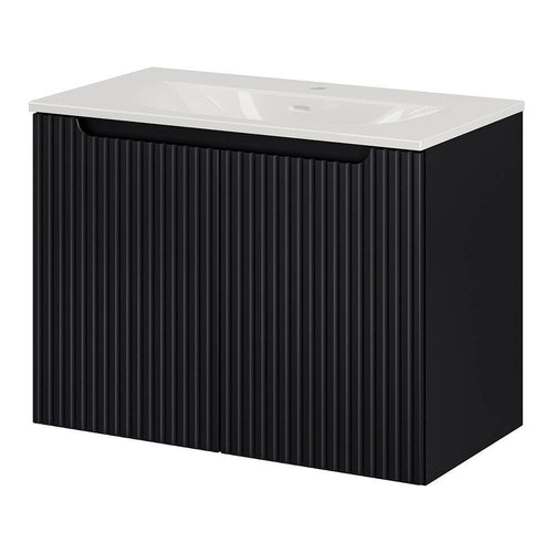 Wastafelonderkast Newport met wastafel zwart en wit [en.casa]