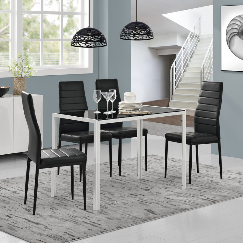 Maatschets Eetkamerset eethoek Porvoo 5-delig gehard glas tafel met stoelen - verschillende kleuren